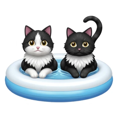 Two Black and white cats on a float in water  sticker