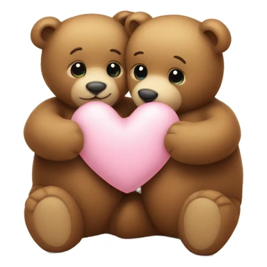 2 teddy bears hugging a pastel heart  sticker