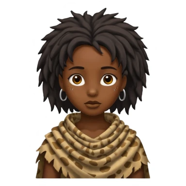 ancient black girl, tattered animal cloth sticker