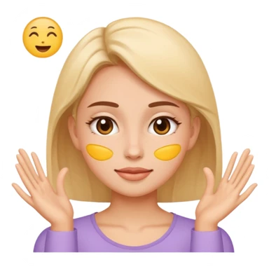 woman doing gentle facial exercises, emoji style, healthy skin, pastel background sticker