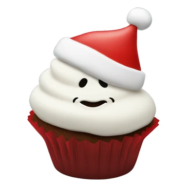 Santa hat cupcake with red and white frosting sticker