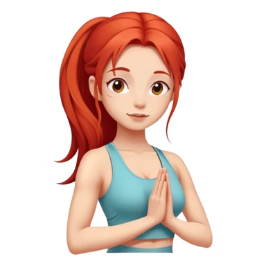Cute girl with red long hair in yoga  sticker