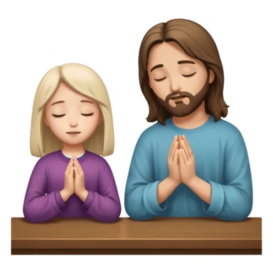 jesus en la mesa orando con una adolescente sticker