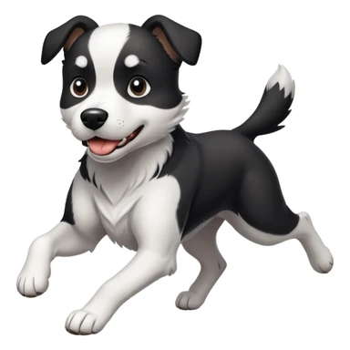 fast running black and white dog sticker