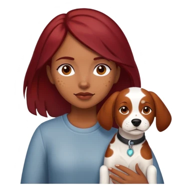 brown girl with dark red hair and her white with light brown spots  sticker