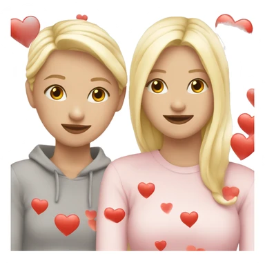 2 blonde white girls in love with hearts sticker