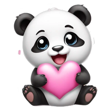 A cute little baby panda sending kisses. Pink hearts flowing around sticker