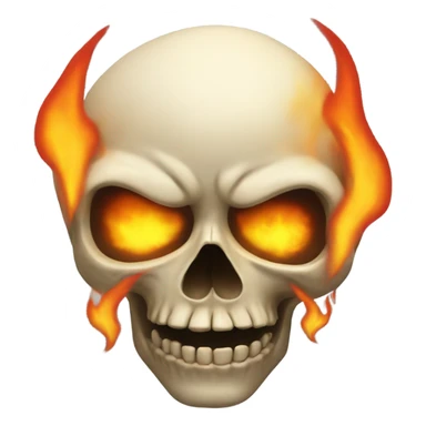 uncanny skull with flames sticker