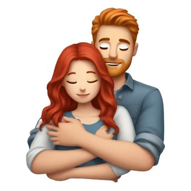Cherry red hair girl hugs her brown haired boyfriend  sticker