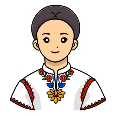 A young Ukrainian psychologist wearing a traditional embroidered vyshyvanka shirt sticker