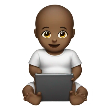 A baby with an iPad sticker