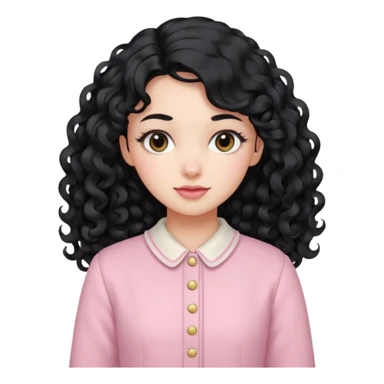 Girl with long curly black hair and vintage pastel pink clothing. sticker