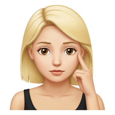 blond woman with a finger touching head above her ear to show she is thinking sticker