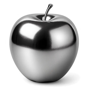 metallic chrome apple with a mirror finish sticker
