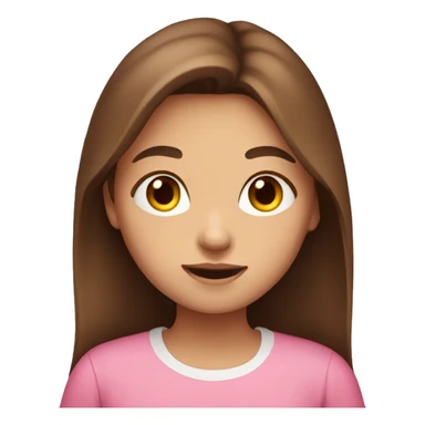 cute girl with long brown hair and a pink shirt sticker
