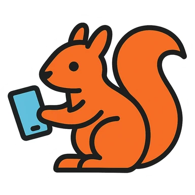 modern flat icon style squirrel holding a smartphone sticker