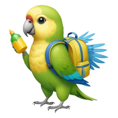 Parakeet with backpack sticker