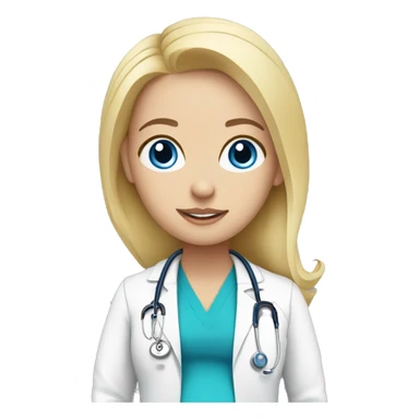 White Pregnant doctor blue eyes, blond hair sticker