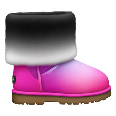 Realistic silver black and hot pink ombre Ugg fur boots. sticker