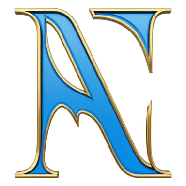 Bold Black-Blue-White-Gold Font Letter “N” sticker