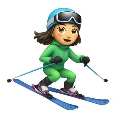 Asian girl skiing sticker