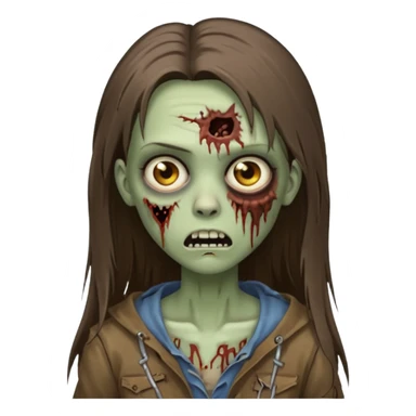 a zombie woman with straight brown long hair sticker