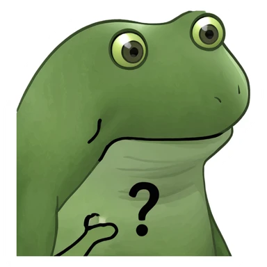 Game Theory logo emoji, green gear with black center, stylized with a question mark sticker