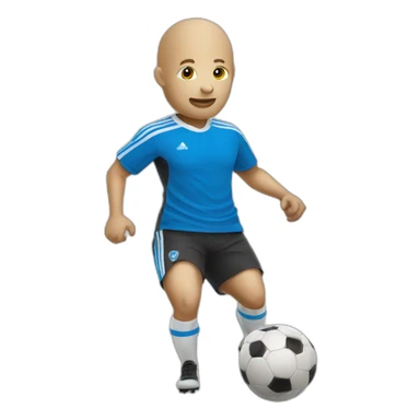 White potato playing soccer with a blue shirt sticker