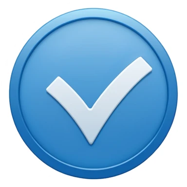 a white check mark inside a solid blue circle or rounded square. sticker