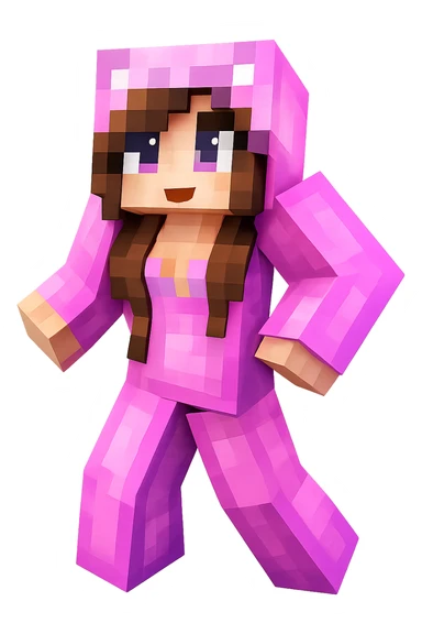 Extract the pink character in the center from the image as a separate image with a transparent background, preserving all details and colors of the character. sticker