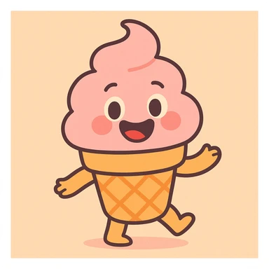 a happy ice cream cone, soft pastel colors sticker