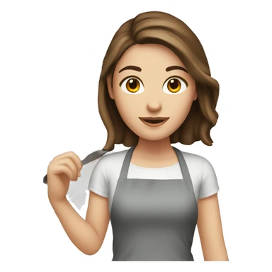 white girl with brown hair cooking sticker