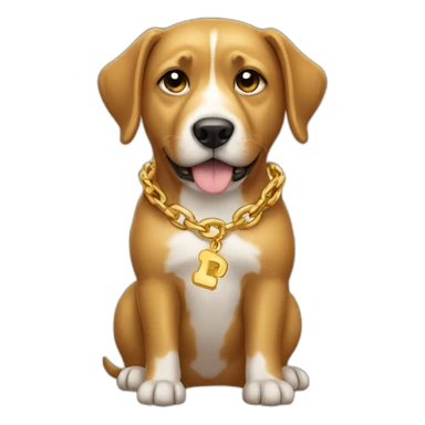 A dog wearing gold chain sticker