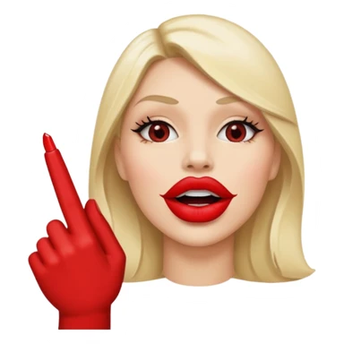 Hand doing rock on symbol in front of sideways lips sticker