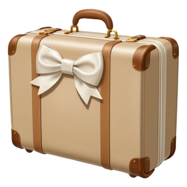 Beige luggage with white bow  sticker