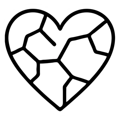 a heart made of stone, outlined icon sticker