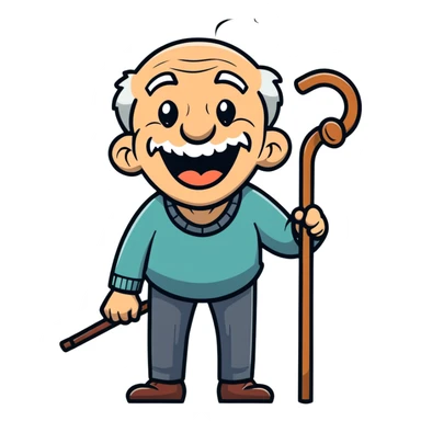 old man with cane laughing hysterically sticker