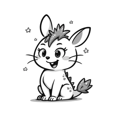 anime style bunny plant dragon with spikes, big expressive anime eyes, cute but fierce looking, detailed anime art style sticker