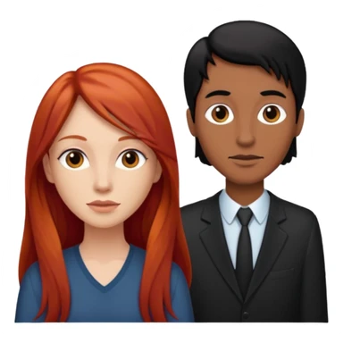 Mujer flaca con cabello largo color rojo color de piel blanca, hombre de color medio moreno con cabello color negro, flaco sticker