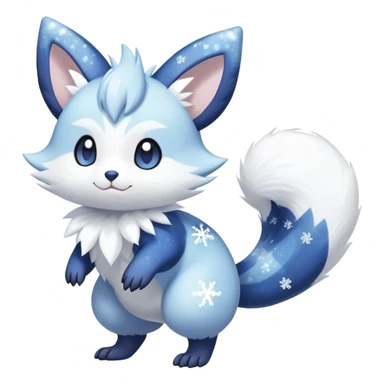 Shiny White Pastel Snowy Icy Sparkly Cute Furret-Meowstic-Zangoose-Hybrid (Full body) with snow and snowflakes and glitters effects aesthetic sticker