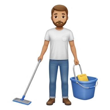Guy with very short beard doing house chores sticker