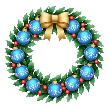 simple Christmas wreath with light blue details sticker