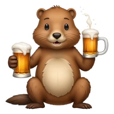 A relaxed beaver leaning back with a foamy beer mug sticker