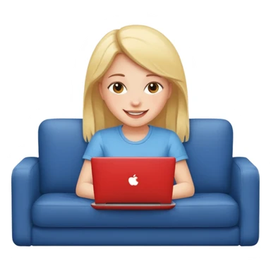 A girl is working with a laptop while lying on the sofa sticker