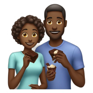 black couple eating chocolat sticker
