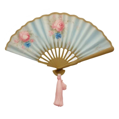 Rococo hand fan white pink and blue  sticker