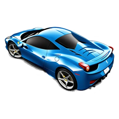 Blue Ferrari 458 with mounted guns sticker