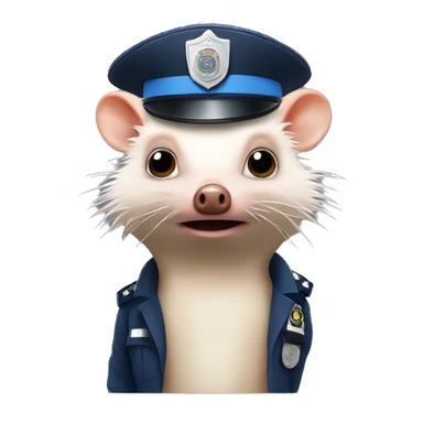 angry hairless hedgehog with police hat sticker