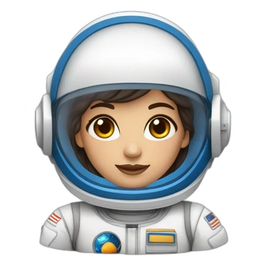Astronauta mujer de tez morena, ojos  y cabello marrón con uniforme blanco con azul  sticker