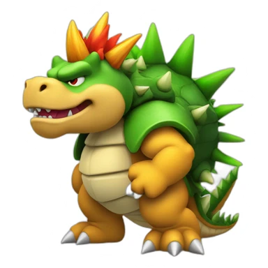 A Standing Bowser with à spiny green sheel sticker